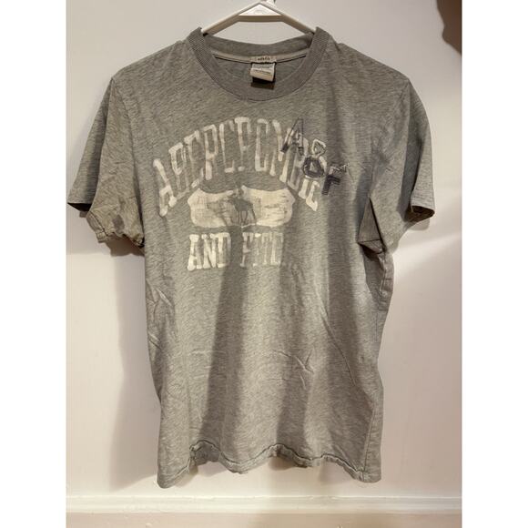 VTG Abercrombie Fitch Shirt Mens L Gray Muscle Short Sleeve Graphic Logo Tee Y2K - Picture 1 of 7